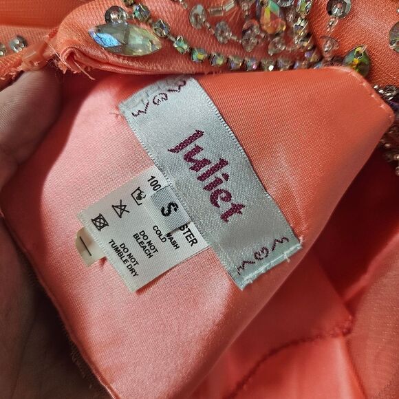 Sparkling Pink Tulle 2 Piece Dress By JULIET Size Small - Picture 7 of 7